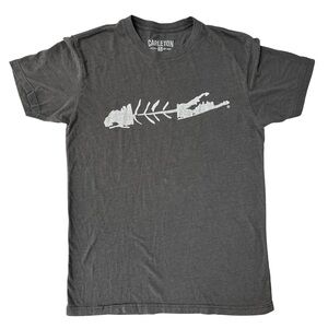 Carleton Stamped LI Fish Tee in Charcoal